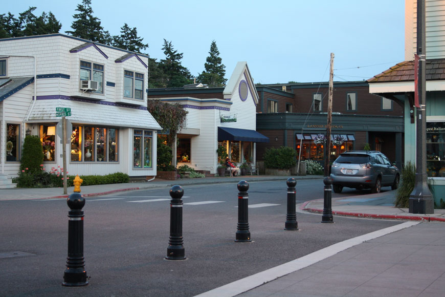 Bollards installed in asphalt