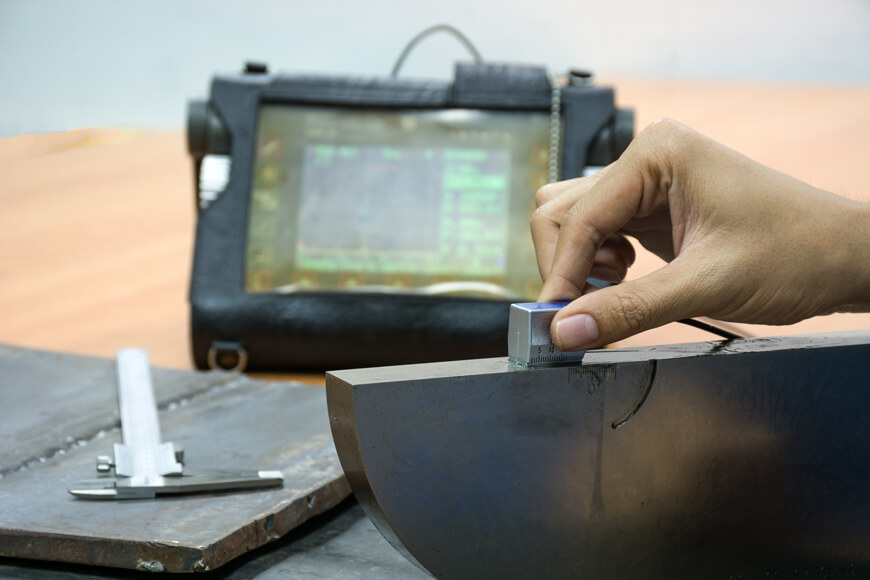 Ultrasonic inspection is a non-destructive testing method to find internal defects